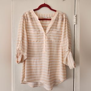 XL peach striped blouse